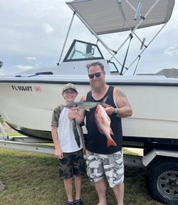 Two Spanish mackerel fish caught during a fishing tour in Panama City