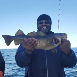 Fisherman with one big fish caught in RI