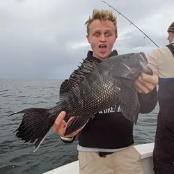 Successful catch of a 24-inch sea bass in Narragansett