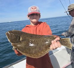 Photograph of a 21-inch Southern Flounder caught while fishing in Narragansett