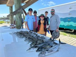 Big Spanish mackerel haul with the crew.