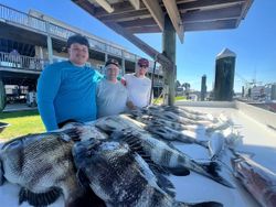 Fresh caught fish displayed on dock after successful fishing trip in Gulf Shores AL