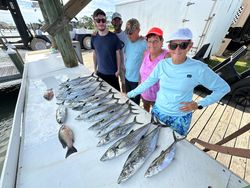 Two people fishing with rod and reel in the Gulf Shores