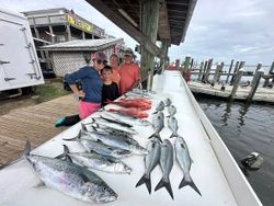 Spanish mackerel and bluefish catch displayed on cleaning table at Gulf Shores Alabama marina