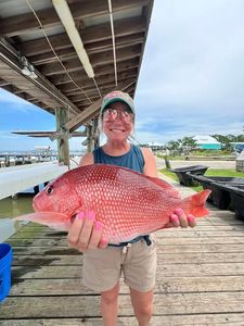 Red snapper catch displayed on fishing dock in Gulf Shores AL