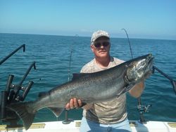A big lake trout caught in Oswego while fishing