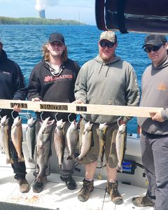 9 spotted weakfish, rainbow trout, and sea trout caught in Oswego, fishing