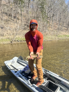 Beautiful North Fork River rainbow trout on the kayak!