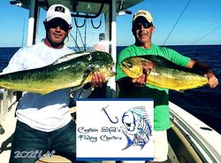 Two big Mahi Mahi or Common Dolphinfish caught while fishing in North Carolina
