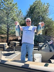 Two crappie fish caught on a fishing trip in Georgia