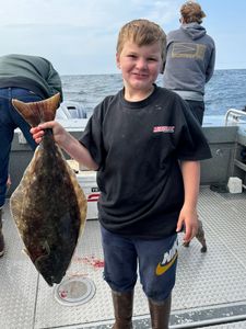 A pacific halibut caught fishing in Newport