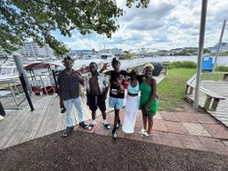 Group of 6 people fishing together at North Myrtle Beach