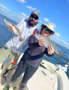 Two spotted weakfish caught while fishing in South Carolina