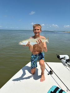 Speckled trout catch displayed on fishing boat in Port Aransas TX