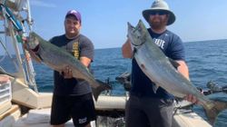 Two Coho Salmon fish caught in a fishing trip in NY