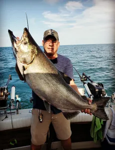 Client Nate Hendrix with a 38 pound Tyee