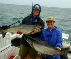 Two pink salmon and chinook salmon caught in NY