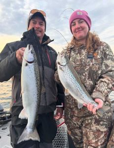 Two large rainbow trout caught while fishing in New York