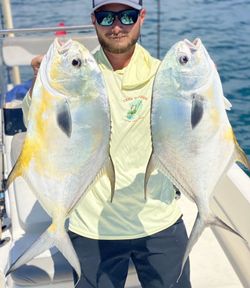 Two permit and Florida pompano fish caught while fishing in FL