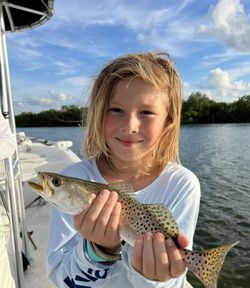 A spotted weakfish measuring 14 inches caught while fishing in Sanibel