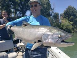Caught a 30-inch pink salmon while fishing in CA