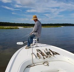 Fresh caught fish displayed on white boat deck in Gulf Shores AL waters