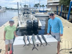 5 mahi mahi, king mackerel and spanish mackerel fish caught while fishing in Panama City Beach