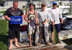 Four big Blackfin Tuna fish caught while fishing in Ocean City