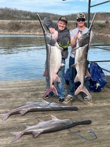 Three big fish caught by two people in Branson during fishing