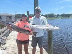 Two great barracuda fish measuring 29 inches caught in Calabash