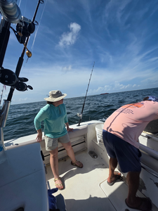 Partly cloudy skies set the stage for an epic day of deep sea fishing in Gulf Shores!