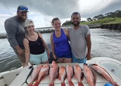 Red snapper fishing catch displayed on boat in Gulf Shores AL