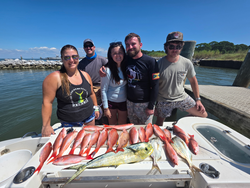 Nice haul of mahi mahi using deep sea jigging and trolling techniques in clear conditions!