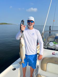 Phillip with a 4lbs speckled trout. 