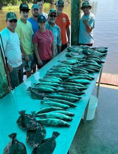 Group of 8 people enjoying fishing tours in Hopedale