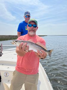 A spotted weakfish, a 32-inch fish, caught while fishing in Hopedale