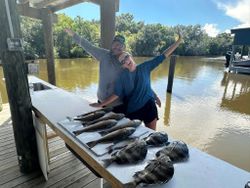 Two redfish caught during a fishing tour in LA