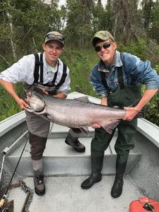Chinook salmon caught by two people in Kenai