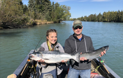 Two people fishing on the Kenai River