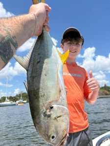 Crevalle jack fish catch displayed on fishing boat in Old Orchard Beach Maine