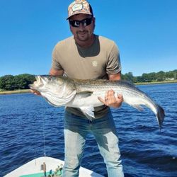 Angler with one big fish caught at Old Orchard Beach