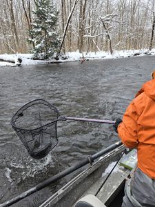 Angler fishing on the river in NY
