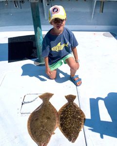Two summer flounder caught in Montauk