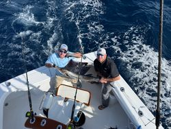 A thrilling image of a large Atlantic Sailfish caught during a fishing trip in Palm Beach