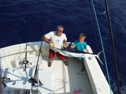 Caught a magnificent blue marlin measuring 35 inches in Palm Beach