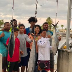 Three Wahoo fish caught during a fishing trip in the Cayman Islands