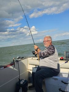 Angler with fishing rod in Port Clinton