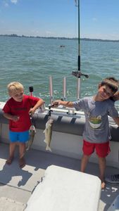 Two walleye caught fishing on Lake Erie near Port Clinton Ohio