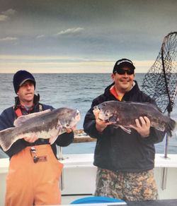 Two Southern black bream, a 21-inch fishing catch in Montauk
