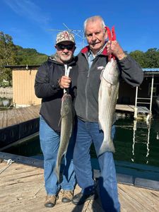 Two anglers with striped bass caught in AR